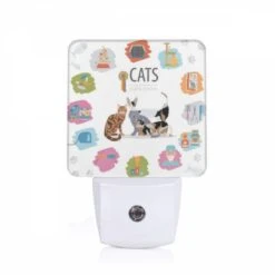 Night Light, A Collection Of Cat And Dog Images Are Displayed In A Graphic Template.