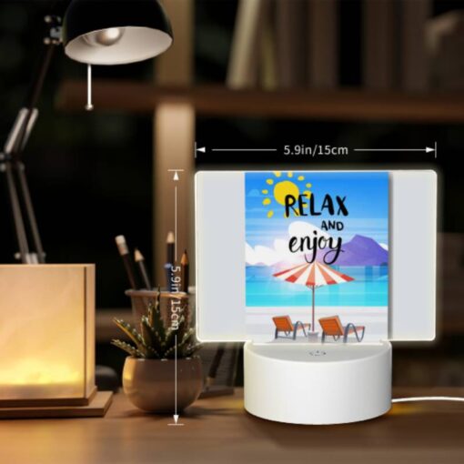 Rectangular Acrylic Night Light, A Colorful Beach Scene With A Sun Umbrella And Two Chairs. -Acrylic Night Light Shop dbee425dea131904b7b814b941de9022b7d0ed22