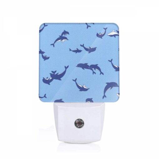 Night Light, A Blue And White Pattern Of Whales Swimming In The Ocean. -Acrylic Night Light Shop dbf68976fd1979a05e0a2ab2459947913b8bc362