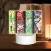 Rectangular Acrylic Night Light, Four Different Colored Papers With Designs On Them.