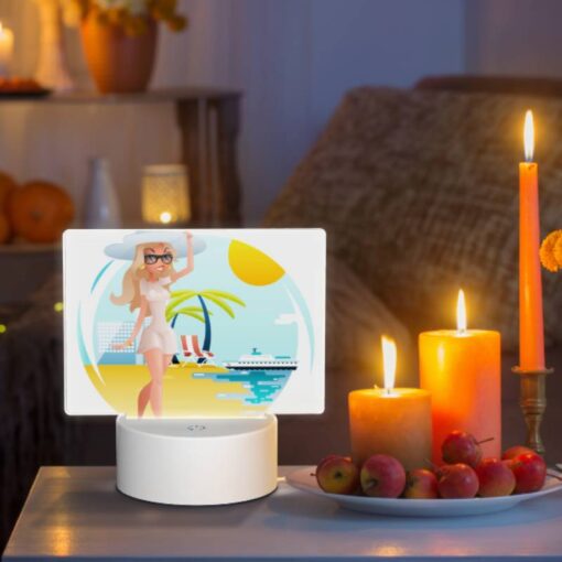 Rectangular Acrylic Night Light, A Woman In A White Dress Is Standing On A Beach -Acrylic Night Light Shop dc411cd0f01157fc90d90eb06111ea5f34d04265