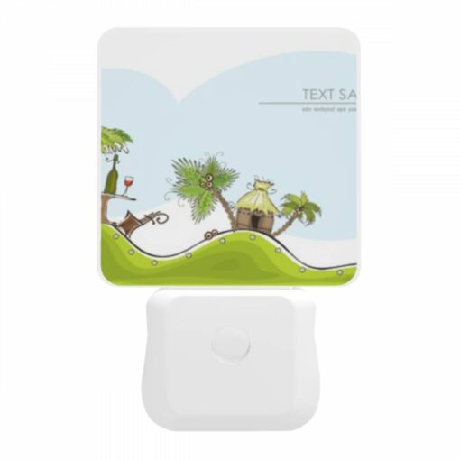 Night Light, A Cartoon Of A Hill With A Palm Tree And A Bottle Of Wine. -Acrylic Night Light Shop dcfbdec08df7b131738aa868c09409ca0550d2a6