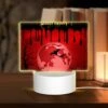 Rectangular Acrylic Night Light, A Halloween Night Party Poster With A Red Moon And Bats.