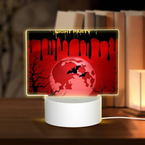 Rectangular Acrylic Night Light, A Halloween Night Party Poster With A Red Moon And Bats. -Acrylic Night Light Shop dd0ed5cfc771f88182bba3f655b1911581871bbe