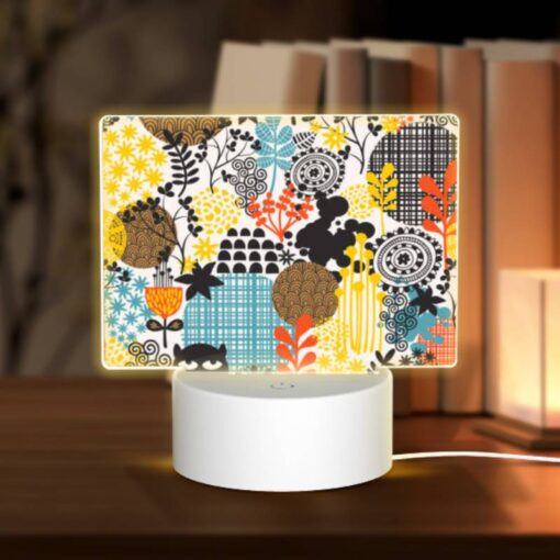 Rectangular Acrylic Night Light, A Black Cat Is Sitting On A Yellow And Blue Checkered Background. -Acrylic Night Light Shop dd29798b920bf4279402af1b6875009957000aa7