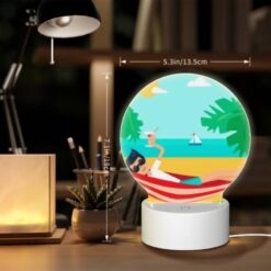 Round Acrylic Night Light, A Man Is Sitting On A Beach Chair -Acrylic Night Light Shop de08ccff5bc3e79ae2498ba47a39b66bc28c6525