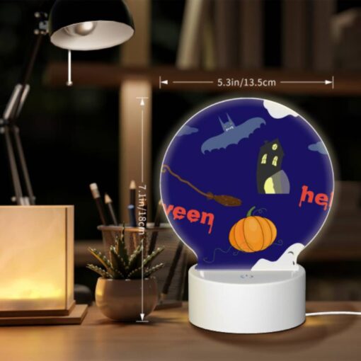 Round Acrylic Night Light, A Halloween Themed Image With A Pumpkin -Acrylic Night Light Shop de3c0d1f83626e4bb734347e4b2100efe1a1faa8