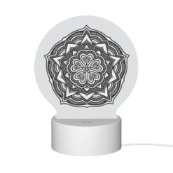 Round Acrylic Night Light, A Black And White Drawing Of A Flower. -Acrylic Night Light Shop de3ff0b1392ffbffc6223ec22777f32b2ae482bf