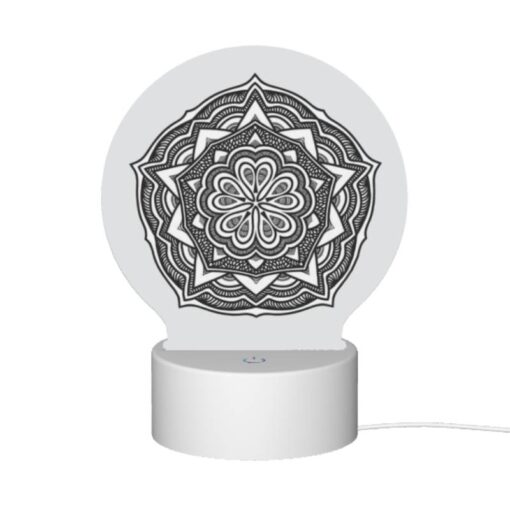Round Acrylic Night Light, A Black And White Drawing Of A Flower. -Acrylic Night Light Shop de3ff0b1392ffbffc6223ec22777f32b2ae482bf