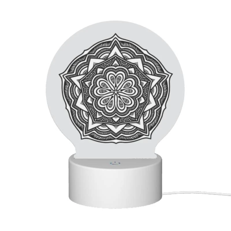 Round Acrylic Night Light, A black and white drawing of a flower. Round Acrylic Night Light, A Black And White Drawing Of A Flower. -Acrylic Night Light Shop de3ff0b1392ffbffc6223ec22777f32b2ae482bf
