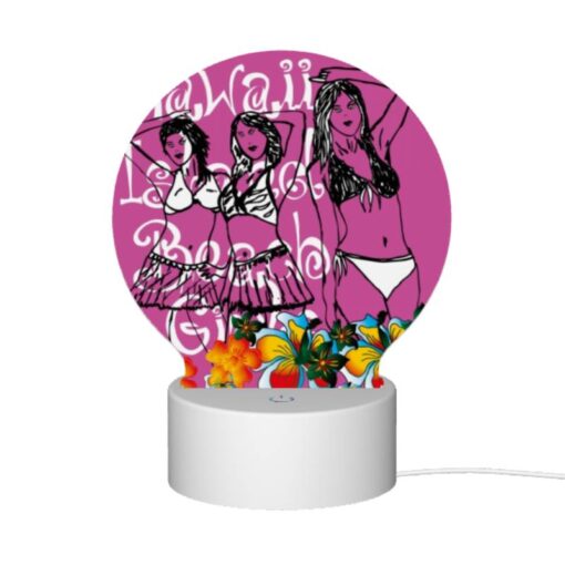 Round Acrylic Night Light, Three Women In Bikinis Are Standing On A Pink Background. -Acrylic Night Light Shop df576e6841ec02a8d3598d388b26a41eef65a391