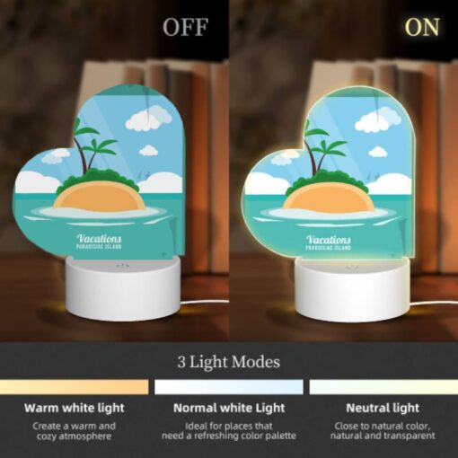 Love Acrylic Night Light, A Cartoon Of A Palm Tree On A Small Island. -Acrylic Night Light Shop df610089ca6c5b368036dec430947e57d5616788
