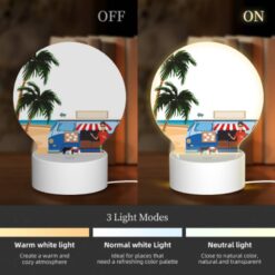 Round Acrylic Night Light, A Man Stands In Front Of A Food Truck On A Beach. -Acrylic Night Light Shop df8cf4980ef162e3da81d707a4ef5c7dacf66388