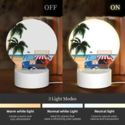 Round Acrylic Night Light, A Man Stands In Front Of A Food Truck On A Beach. 2 Round Acrylic Night Light, A Man Stands In Front Of A Food Truck On A Beach. -Acrylic Night Light Shop df8cf4980ef162e3da81d707a4ef5c7dacf66388
