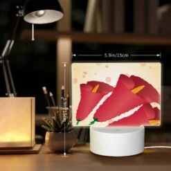 Rectangular Acrylic Night Light, A Red Flower With Green Leaves. -Acrylic Night Light Shop dfda5b02be7d1711c1a978f403d199ad2c78be3c