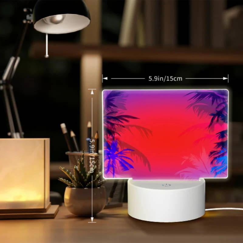 Rectangular Acrylic Night Light, Two palm trees are in the background of a blue and red sky. Rectangular Acrylic Night Light, Two Palm Trees Are In The Background Of A Blue And Red Sky. -Acrylic Night Light Shop e009c79e138883e53474491df25b8e81756aac71