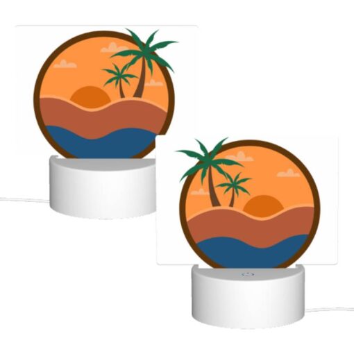 Rectangular Acrylic Night Light, A Sunset Scene With A Beach And Palm Trees. -Acrylic Night Light Shop e00f96eee13ef945cc830cedba0ef1ecd2d01740