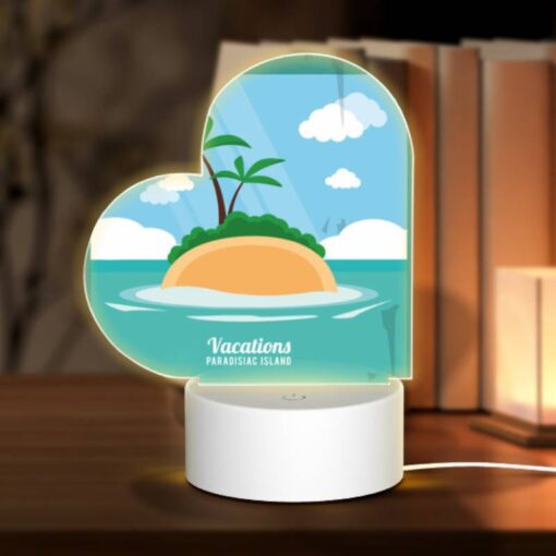 Love Acrylic Night Light, A Cartoon Of A Palm Tree On A Small Island. -Acrylic Night Light Shop e052454e8f02b9ab819730a2b6a00397c9990801