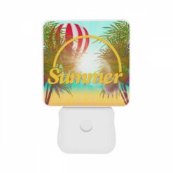 Night Light Set Of 2, A Colorful Hot Air Balloon Is Flying Over A Beach With A Yellow Sign That Says "Summer." -Acrylic Night Light Shop e07760184e64d5a40d195579c5671ff1e4aefe99