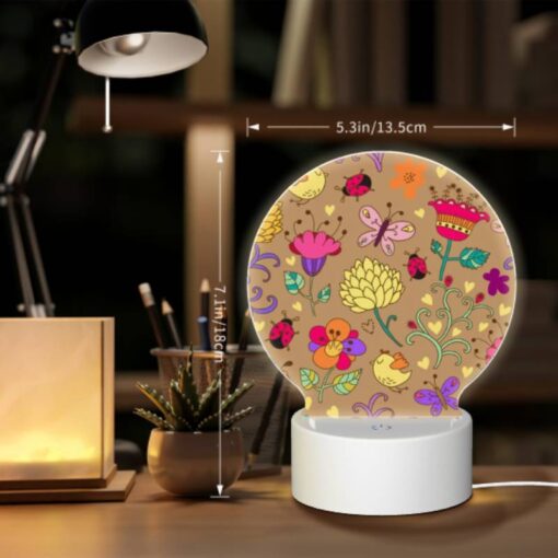 Round Acrylic Night Light, A Colorful Floral Pattern With A Variety Of Flowers And Birds. -Acrylic Night Light Shop e0ce50b4db3dd419f57f4864de99778aea5efe66