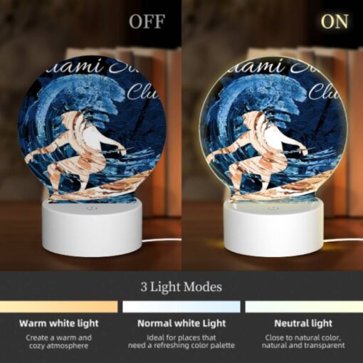 Round Acrylic Night Light, A Surfer Is Riding A Wave On A Surfboard. -Acrylic Night Light Shop e166ca4ec3eff4d0dbed4abe433f77ac925cb83b