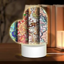 Love Acrylic Night Light, Four Different Colored Paintings Of Flowers.