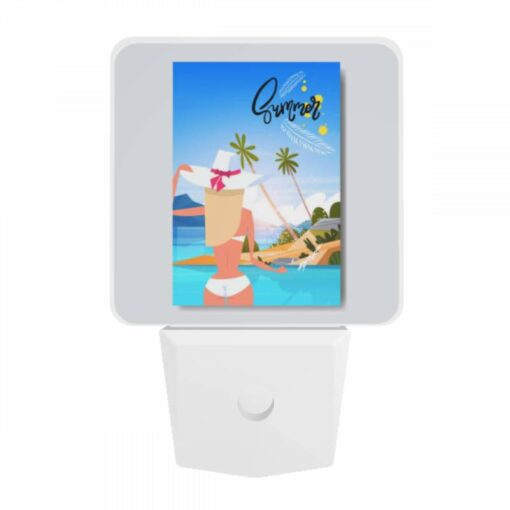 Night Light, A Woman Wearing A Hat And Bikini Is Standing On A Beach. -Acrylic Night Light Shop e1d447c4662d085e0daf935300eddf20ae48991b