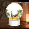 Round Acrylic Night Light, A Cartoon Of A Tropical Island With A Table And Chairs