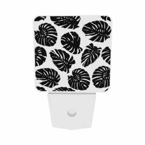 Night Light Set Of 2, A Pattern Of Black And White Leaves. -Acrylic Night Light Shop e29a986bb62329112fa7822bd297ba813dcb5982