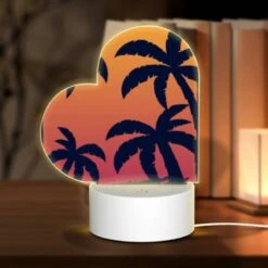 Love Acrylic Night Light, A Sunset With A Palm Tree In The Foreground.