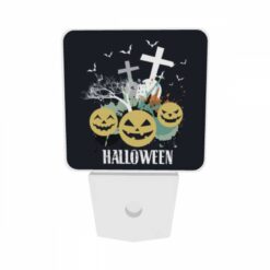 Night Light Set Of 2, A Black And White Image Of Halloween Decorations. -Acrylic Night Light Shop e2e7d11028b8b6eabc8f3c58e11f06fcd51ef9c8
