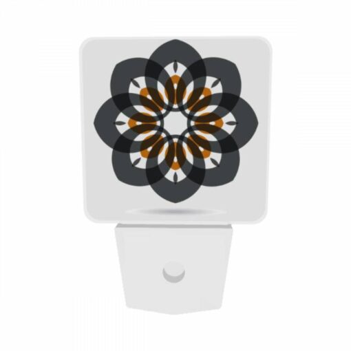 Night Light Set Of 2, A Black And White Flower With Orange And White Accents. -Acrylic Night Light Shop e2e8de449ecbdb9da040ebca62aef02cbc1b9ad1