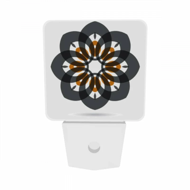 Night Light Set of 2, A black and white flower with orange and white accents. Night Light Set Of 2, A Black And White Flower With Orange And White Accents. -Acrylic Night Light Shop e2e8de449ecbdb9da040ebca62aef02cbc1b9ad1