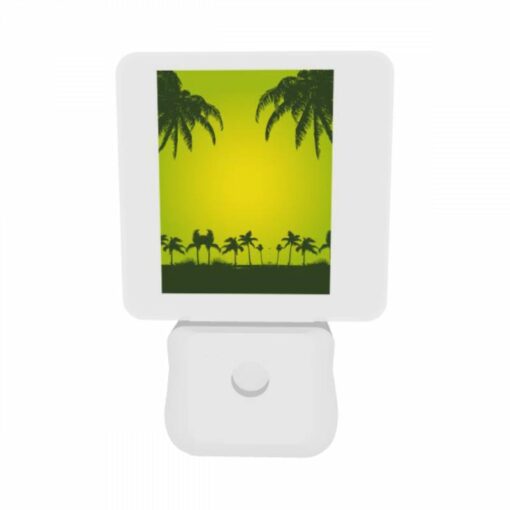 Night Light Set Of 2, A Green And Yellow Sunset With Palm Trees In The Background. -Acrylic Night Light Shop e301d5f90110f384100447258dc570e0f17a921b