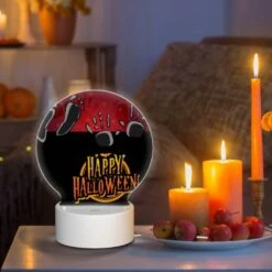 Round Acrylic Night Light, A Black And White Image Of A Happy Halloween Sign. 6 Round Acrylic Night Light, A Black And White Image Of A Happy Halloween Sign. -Acrylic Night Light Shop e348b3ace9cab2949899baa6d4e95eb9e48ebcf1
