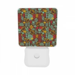 Night Light Set Of 2, A Pattern Of Birds And Flowers On A Brown Background. -Acrylic Night Light Shop e3eb1b82d2f1a91ced9a33f3d6c242d315ead037