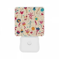 Night Light Set Of 2, A Colorful Floral Pattern With A Variety Of Flowers And Leaves. -Acrylic Night Light Shop e441925eed0f9479465d520fc320ab58f6f0a37f