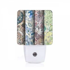 Night Light, Four Different Colored Designs Of A Flower.