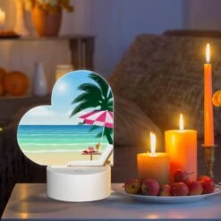 Love Acrylic Night Light, A Beach Scene With A Pink And White Umbrella -Acrylic Night Light Shop e5136086154140accf4457059d960e43ed1fdfca