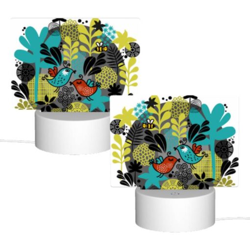Rectangular Acrylic Night Light, A Colorful Illustration Of A Bird And A Bee Surrounded By Flowers. -Acrylic Night Light Shop e5dd3e8077c1c29b7fb86a1a71c92d4308866087