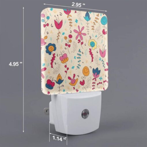Night Light Set Of 2, A Colorful Floral Pattern With A Variety Of Flowers And Leaves. -Acrylic Night Light Shop e6ae6b6fbdeba9570e630ef67b1eb4506a252e0e