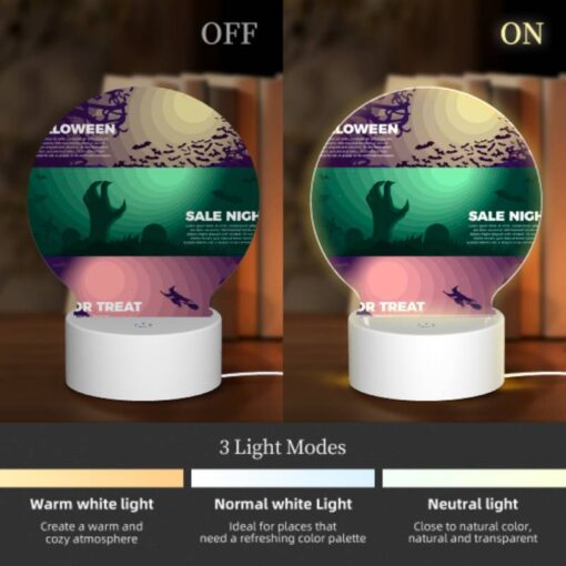 Round Acrylic Night Light, A Colorful Poster With Halloween -Acrylic Night Light Shop e6cd90de10fbd4672224afd8833ad042b6caa39a