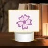 Rectangular Acrylic Night Light, A Pink Flower With Purple Petals.