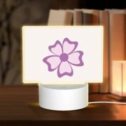 Rectangular Acrylic Night Light, A Pink Flower With Purple Petals.