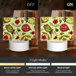 Rectangular Acrylic Night Light, A Pattern Of Red And Green Leaves And Fruits. -Acrylic Night Light Shop e76c57bc5ffdc413b528cd5d89d0e34b76541151