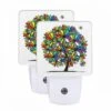 Night Light Set Of 2, A Colorful Tree With A Rainbow Of Colors.