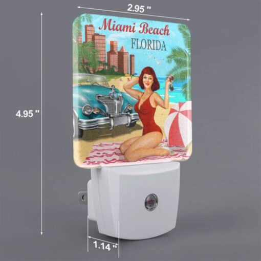 Night Light, A Woman In A Red Bathing Suit Sits On A Towel In Front Of A Vintage Car. -Acrylic Night Light Shop e7da81a138e97564650cc9b68e1a2f0e0e13ff66