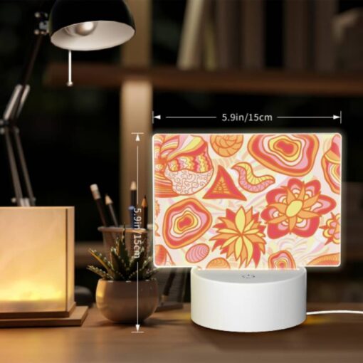 Rectangular Acrylic Night Light, A Colorful Pattern Of Flowers And Other Shapes. -Acrylic Night Light Shop e7feb2131e7d44260dbd3f72273f711720346ed1