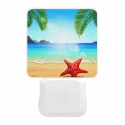 Night Light, A Red Starfish Is Sitting On The Beach In Front Of The Ocean. -Acrylic Night Light Shop e81aa4140e28ef7b16726f49bb2d09ffda7ef047