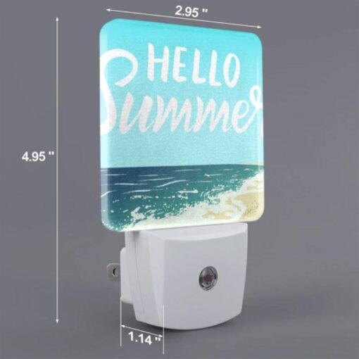 Night Light Set Of 2, A Blue And White Sign That Says "Hello Summer". -Acrylic Night Light Shop e82aaac833090a081819b16d269facd61fd4ad2c